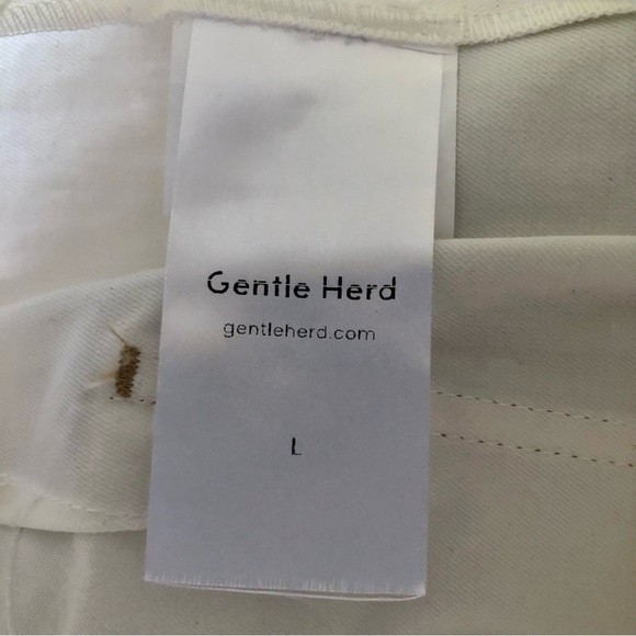 Gentle Herd Men's Stitched Tapered 100% Cotton Trousers Off White Nwt Size Large — image 6 of 8